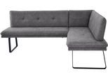 Eckbank K+W KOMFORT & WOHNEN, grau (anthrazit), B:207cm H:87cm T:157cm, Sitzbänke, Eckbank, Polstereckbank in Spitzkissenoptik, Sitz und Rücken gesteppt