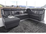 Wohnlandschaft SIT & MORE "Basel U-Form", grau (dunkelgrau), B:315cm H:98cm T:210cm, Luxus-Microfaser Altara Nubuck (100% Polyester);Kunstleder SOFTLUX;NaturLEDER (echtes Rindsleder), Sofas, Wohnlandschaft, wahlweise mit Relaxfunktion