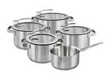 Topf-Set HANSEATIC "STYLE", silber (silberfarben), Töpfe, Topf-Set, Deckel mit praktischer Aufhänge-Funktion, Induktion