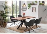Esstisch HOME AFFAIRE "Manhattan", beige (natur, schwarz, natur), B:220cm T:100cm, Tische, Esstisch, mit echter Baumkante