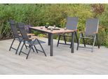 Garten-Essgruppe MERXX "»Toblino«", grau (grau, grau, graphit), Aluminium, Massivholz, Polyester, Sitzmöbel-Sets, Garten-Essgruppe, Ausziehtisch: LxB: 150-200 x 90 cm