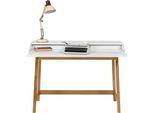 Schreibtisch WOODMAN "St. James", weiß (weiß, eiche, eiche, weiß), B:115cm H:84cm T:47cm, Tische, Schreibtisch, Home Office Schreibtisch, Laptoptisch, FSC-zertifiziert