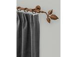 Gardinenstange GARESA "RUSTIKA", braun (bronzefarben), L:140cm Ø:16mm, Metall, Gardinenstangen, Gardinenstange, rustikale Vorhanggarnitur, verlängerbar, m. Ringe, Endk. Blatt