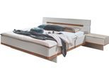 Bettanlage WIMEX "Gibraltar", weiß (weiß, artisan, eiche, nachbildung), B:289cm H:96cm T:210cm, Holzwerkstoff, Schlafzimmermöbel-Sets, Bettanlage