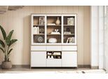 Buffet HOME AFFAIRE "Stranda, Hochschrank im Scandi-Style, moderner Schrank", weiß (weiß skandi eiche), B:164cm H:195cm T:39cm, FSC-zertifizierter Holzwerkstoff, Schränke, Buffet, Rahmenoptik, ausreichend Stauraum, vielseitig einsetzbar, 164 cm breit