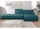 Ecksofa EGOITALIANO "Babouche, Designsofa mit außergewöhnlichem Sitzkomfort zum Wohlfühlen", blau (teal), B:384cm T:98cm, 100% Polyester. Wasserabweisende Mikrofaser., Sofas, Ecksofa