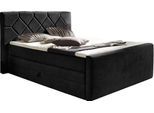 Boxspringbett HOME AFFAIRE "Atlanta", grau (taupe), B:160cm L:221cm, Kunststoff, Massivholz, Stoff, Komplettbetten, Boxspringbett, inklusive Topper und Bettkasten