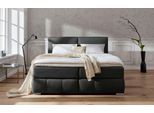 Boxspringbett HOME AFFAIRE "Wehma", grau (anthrazit), B:170cm L:213cm, Struktur fein (100% Polyester), Komplettbetten, Boxspringbett, inkl. Topper in 3 verschiedenen Matratzen, auch in Samtstoff