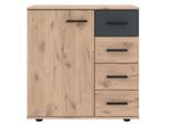 Kombikommode WIMEX "Budapest", grau (viking oak, graphit), B:81cm T:41cm, Holzwerkstoff, Sideboards, Kombikommode, 1-türig mit 4 Schubladen, 81cm breit