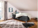 Boxbett HOME AFFAIRE "Alexis", grau (anthrazit), B:90cm L:200cm, Struktur fein (100% Polyester), Komplettbetten, Boxbett, ohne Kopfteil - ideal für Räume mit Dachschrägen; in 4 Breiten