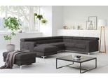 Wohnlandschaft COTTA "Sammy U-Form", schwarz, B:304cm H:74cm T:240cm, NaturLEDER, die Rückseite ist mit schwarzem und die Liegefläche der Bettfunktion ist mit beigem Spannstoff bezogen, Sofas, Wohnlandschaft, mit Kopfteilverstellung, wahlweise mit Bettfunktion & Bettkasten
