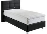 Boxspringbett, schwarz (scwarz), B:115cm L:210cm, Bezug: Kunstleder, Polyurethan;Polsterung: 100% Polyester, WESTFALIA SCHLAFKOMFORT, Komplettbetten, Boxspringbett, mit Knöpfen in Kristalloptik, wahlweise mit Topper