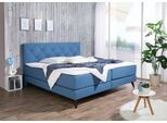 Boxspringbett MAINTAL, blau, Liegefläche B/L: 180cm x 200cm, H4, Bonnell-Federkernmatratze, Topperbezug Microfaser aus 100% Polyester;Bezug der Spiegelfläche Matratzendrell aus 100% Polyester;Strukturstoff-Bezug (100% Polyester), Komplettbetten, Boxspringbett