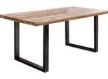 Esstisch HOME AFFAIRE "New York", schwarz (natur, schwarz), B:180cm H:77cm T:90cm, Tische, Esstisch, mit Platte aus geölter Balkeneiche Lamelle