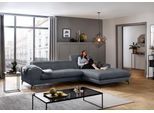 Ecksofa W.SCHILLIG "piedroo, Designsofa mit tollem Sitzkomfort, L-Form", blau (marine r66), B:303cm H:70cm T:193cm, Chenille-Flachgewebe R66 (85% Polyester, 15% Nylon), Sofas, Ecksofa, Kopfteilverstellung, wahlweise mit Sitztiefenverstellung, Breite 303cm