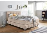 Boxspringbett HOME AFFAIRE "Salo", beige, B:134cm L:211cm, Struktur (100% Polyester);Bezug der Spiegelfläche Matratzendrell aus 100% Polyester;Samtoptik (100% Polyester), Komplettbetten, Boxspringbett, incl. Topper, 6 Breiten, 2 Härtegrade, TFK auch in Härtegrad 4