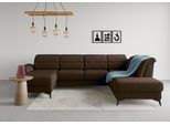 Wohnlandschaft SIT & MORE "Sinatra U-Form", braun (dunkelbraun), B:326cm H:85cm T:220cm, 100% Polyester, Sofas, Wohnlandschaft, optional mit Kopfteilverstellung und Armteilfunktion, Metallfüße