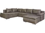 Wohnlandschaft HOME AFFAIRE "Acra U-Form", grau (stone), B:325cm H:83cm T:229cm, 100% Polyester, Sofas, Wohnlandschaft, mit Bettfunktion und Bettkasten, in Mattenoptik