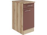 Unterschrank OPTIFIT "Bella", rot (rostrot, wildeiche, wildeiche), B:40cm H:84,8cm T:60cm, Holzwerkstoff, Schränke, Unterschrank, Breite 40 cm, 1 Tür, 1 Einlegeboden, 1 Schubkasten
