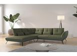 Ecksofa OTTO HOME "Mikado L-Form", grün (olive), B:297cm H:88cm T:245cm, 100% Polyester, Sofas, Ecksofa, inkl. Sitztiefenverstellung und Armteilverstellung