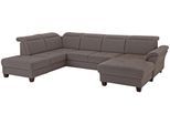 Wohnlandschaft HOME AFFAIRE "Solvei U-Form", braun, B:342cm H:104cm T:235cm, Struktur (100% Polyester);Luxus-Microfaser Lederoptik (100% Polyester);Luxus-Microfaser ALTARA NUBUCK (100% Polyester), Sofas, Wohnlandschaft, Sitztiefenverstellung und Federkern, wahlweise Kopfteilverstellung