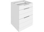 Auszugsunterschrank KOCHSTATION "KS-Luhe", weiß (weiß matt, weiß), B:60cm H:82cm T:60cm, MDF, Schränke, Auszugsunterschrank, 60 cm breit, hochwertige MDF-Fronten mit waagerechter Lisene
