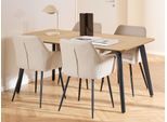 Esszimmer-Set ACTONA GROUP "Essgruppe, Speisetisch mit Wohnzimmerstühlen", schwarz (matt schwarz), B:160cm H:75cm T:90cm, Polyester, Kastenmöbel-Sets, Esszimmer-Set, 1x Tisch + 4x Stühle