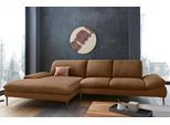 Ecksofa W.SCHILLIG "enjoy&MORE, Designsofa, bequem, zeitlos und elegant, L-Form", braun (chocolate s37), B:340cm H:87cm T:185cm, Chenille-Flachgewebe R66 (85% Polyester, 15% Nylon);Longlife Xtra-Leder Z59: Glattleder mit modischer Prägung. Hautstärke 0, 9 - 1, 1 mm;Stoff S37 (100% Polyester), Sofas, Ecksofa, Sitztiefenverstellung, Füße schwarz pulverbeschichtet, Breite 340 cm