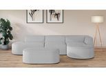 Ecksofa OTTO HOME "EIVIND Designer Sofa mit Ottomane rechts/links, B/T/H: 343/159/72 cm", grau (hellgrau), B:343cm H:72cm T:159cm, 100% Polyester, Sofas, Ecksofa, L-Form mit Wellenunterfederung, auch in Feincord und Bouclé