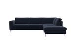 Ecksofa FLEXLUX "Fiore, super Sitzkomfort durch Kaltschaum im Sitz, L-Form", blau (royal blau), B:273cm H:85cm T:225cm, 100% Polyester, Sofas, Ecksofa, breite Armlehnen, Füße Alu