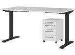 Büromöbel-Set GERMANIA "Agenda", schwarz (lichtgrau, schwarz), B:140cm T:80cm, Holzwerkstoff, Kunststoff, Metall, Arbeitsmöbel-Sets, Büromöbel-Set, Set bestehend aus höhenverstellbarem Schreibtisch und Rollcontainer