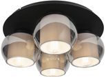 OTTO HOME Deckenleuchte "Tanissa mit Doppelschirm", schwarz, 4, Ø 20cm H: 14,8cm, 1 Stk., Leuchten, Deckenlampe rund Rauchglas, innen Stoffschirm, E27, Glasschirm, Textil, Deckenleuchte