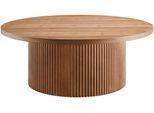 Couchtisch SALESFEVER "mit Massivholz-Lamellen, Ø 85 cm", braun (walnuss), B:85cm H:33cm T:85cm, MDF, Walnuss massiv, Holzfurnier, Tische, Couchtisch, Moderner Wohnzimmertisch aus Holz in natürlichem Look