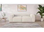 Big-Sofa S.OLIVER "EMMERIK Designersofa, 3-Sitzer mit Wellenfederung, B/T/H: 242/98/73 cm", beige (creme), B:242,5cm H:73cm T:98cm, 100% Polyester, Sofas, Big-Sofa, hoher Sitzkomfort, gemütlich und modern, auch in Cord