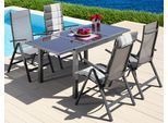 Garten-Essgruppe MERXX "Amalfi", grau (anthrazit), Obermaterial: 100% Polyester, Sitzmöbel-Sets, Garten-Essgruppe, mit 4 Stühlen und ausziehbarem Tisch (120 - 180 cm)