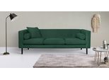 3-Sitzer HOME AFFAIRE "Lillibeth Designsofa mit Wellenunterfederung, Maße B/T/H: 218/74/83 cm", grün, B:218cm H:83cm T:74cm, 100% Polyester, Sofas, 3-Sitzer, Zierkissen als Wendekissen, Bezug Samtoptik oder Cord