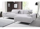 Ecksofa HOME AFFAIRE "Caluna", silber, B:269cm H:97cm T:174cm, Flachgewebe Mura: (100% Polyester);Luxus-Microfaser Vintageoptik (100% Polyester);Luxus-Mikrofaser (90% Polyester, 10% Polyamid), Sofas, Ecksofa, Inkl.Sitztiefenverstellung, wahlweise mit Kopf- und Armteilverstellung