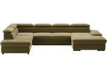 Wohnlandschaft SIT & MORE "Alcudia U-Form", grün (olive), B:349cm H:73cm T:226cm, 98% Polyester, 2% Polyamid, Sofas, Wohnlandschaft, wahlweise mit Bettfunktion