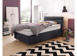 Boxspringbett, grau (strukturstoff anthrazit), ohne LED-Beleuchtung, Liegefläche B/L: 120cm x 200cm, H2 + H2, Bonnell-Federkernmatratze, Bezug Unterbox und Kopfteil: Strukturstoff (77% Polyester und 23% Viskose);Bezug Obermatratze 100% Polyester, waschbar bis 60C, WESTFALIA SCHLAFKOMFORT, Komplettbetten, Boxspringbett, wahlweise mit LED-Beleuchtung