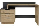 Schreibtisch BYLIVING "Bern, moderner Computertisch", braun (artisan eiche, anthrazit, artisan eiche, artisan eiche), B:138cm H:83,5cm T:51,6cm, Tische, Schreibtisch, mit viel Stauraum, Breite 138cm, rechts oder links montierbar