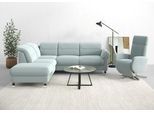 Ecksofa SIT & MORE "Grenoble L-Form mit Federkern", blau (aqua), B:247cm H:85cm T:222cm, Sofas, Ecksofa, wahlweise mit Bettfunktion, Bettkasten, Arm- und Kopfteilverstellung