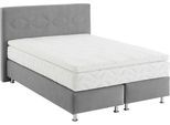Boxspringbett, grau, B:155cm L:210cm, Bezug: Microvelours 100% Polyester, WESTFALIA SCHLAFKOMFORT, Komplettbetten, Boxspringbett, wahlweise mit Topper