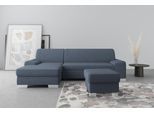 Ecksofa DOMO COLLECTION "Anzio L-Form, whlw. Bettfunktion, Federkern, hochwertig, Breite 271 cm", blau, B:271cm H:85cm T:160cm, Sofas, Ecksofa, Ohne Bettfunktion, Recamiere links, Feinstruktur, blau