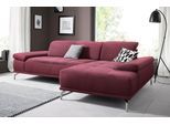 Ecksofa HOME AFFAIRE "Caluna", lila (chianti), B:269cm H:97cm T:174cm, Flachgewebe Mura: (100% Polyester);Luxus-Microfaser Vintageoptik (100% Polyester);Luxus-Mikrofaser (90% Polyester, 10% Polyamid), Sofas, Ecksofa, Inkl.Sitztiefenverstellung, wahlweise mit Kopf- und Armteilverstellung