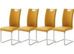 Freischwinger MCA FURNITURE "Paulo", gelb (curry, edelstahl gebürstet, curry), B:42cm H:103cm T:55cm, Stühle, Freischwinger, Stuhl belastbar bis 120 kg