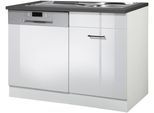 Spülenschrank KOCHSTATION "KS-Trier", weiß (weiß hochglanz, weiß), B:110cm H:85cm T:60cm, Holzwerkstoff, MDF, Schränke, Spülenschrank, Breite 110 cm, inkl. Möbelfront für Geschirrspüler