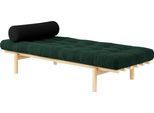 Daybed KARUP DESIGN "Next", grün (seetang, klarlackiert kieferholz), B:75cm H:37cm L:200cm, Daybetten, Daybed, aus massiven Kiefernholz, inkl. Futonmatratze und Kissen
