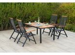 Garten-Essgruppe MERXX "Tilos", grau (graphit, natur), Aluminium, Massivholz, Sitzmöbel-Sets, Garten-Essgruppe