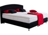 Boxspringbett, schwarz, B:194cm L:210cm, Bezug Unterbox und Kopfteil: Mikrovelours, strapazierfähig und pflegeleicht (100% Polyester);Bezug Obermatratze: 100% Polyester, waschbar bis 60C;Bezug Topper: 100% Polyester, waschbar bis 60C, WESTFALIA SCHLAFKOMFORT, Komplettbetten, Boxspringbett, mit Topper