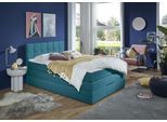 Boxspringbett HOME AFFAIRE "Fornoli", blau (petrol), B:140cm L:210cm, Komplettbetten, Boxspringbett, inkl. Topper und Bettkasten, H3 in zwei Matratzenarten